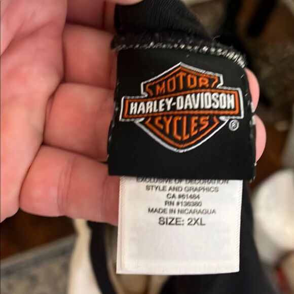 Harley-Davidson Black Cream Number 1 One Pullover Raglan Casual Shirt - Picture 7 of 11